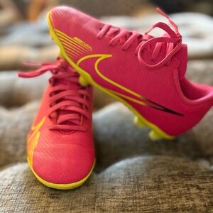 Nike Pink and Yellow Soccer Cleats